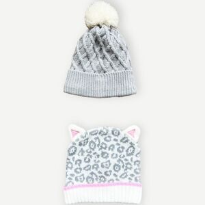 Old Navy & Target Girls Kids Bundle of 2 Winter Hats Pom Pom & Cat Ears.